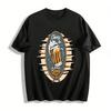 Vintage Cheers Beer Print Casual Short Sleeve Unisex Trendy Loose T-shirt Pure Cotton T-shirt