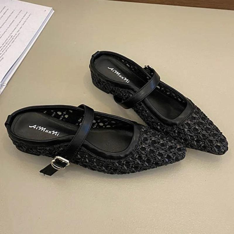Fashion Flats Women Slippers Pointed Toe Designer Shoes Elegant Woman Sandals Summer 2025 Trend Dress Flip Flops Walking Mujer Zapatos