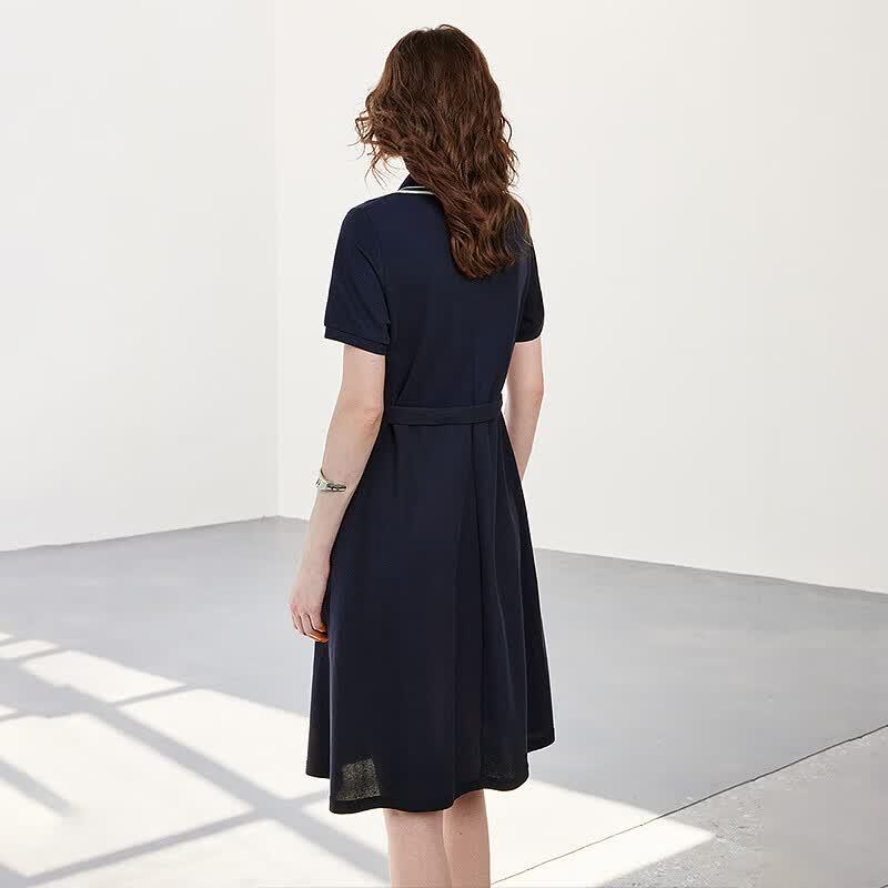 Chuyu Women's Sporty Colorblock Polo Midi Dress