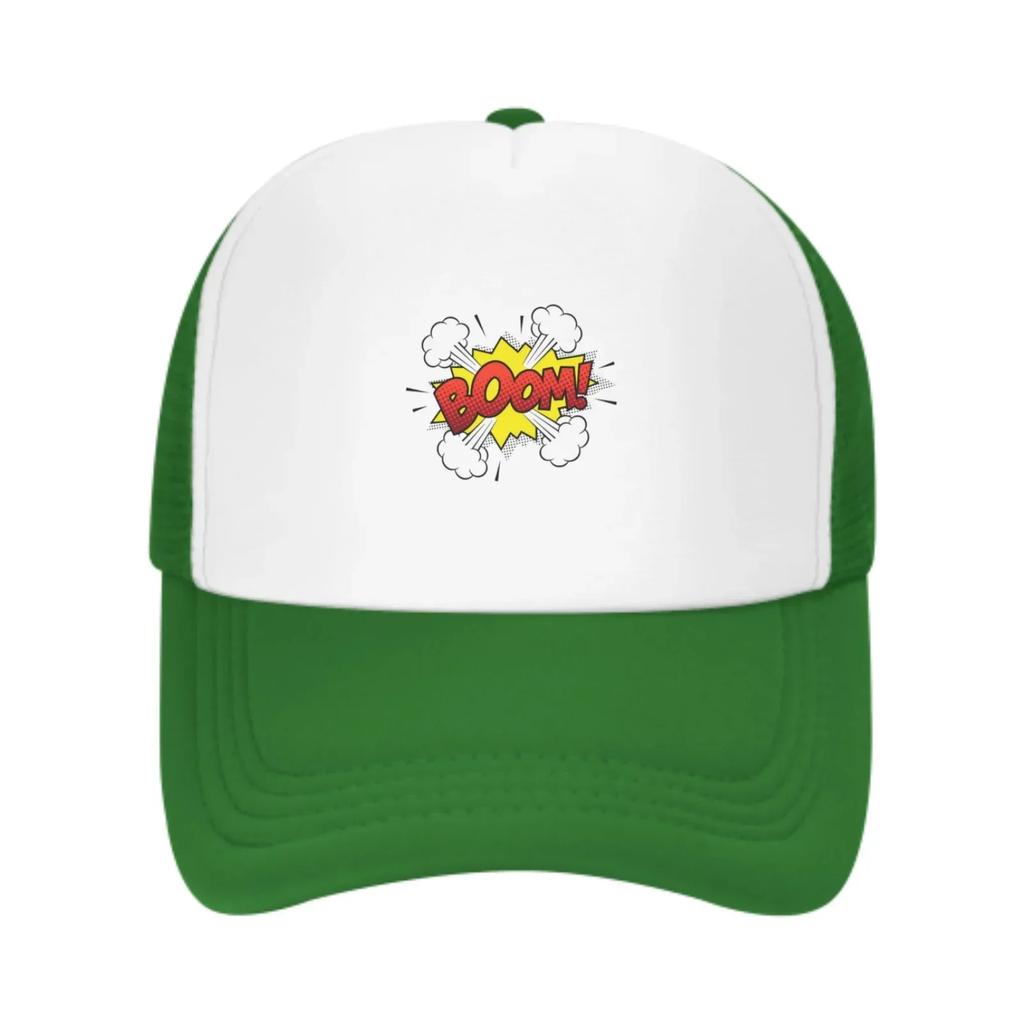 Boom Graphic Baseball Caps Fashion Trucker Hat Unisex Mesh Caps for Women Unisex Outdoor Leisure Travel Neutral Sun Hat