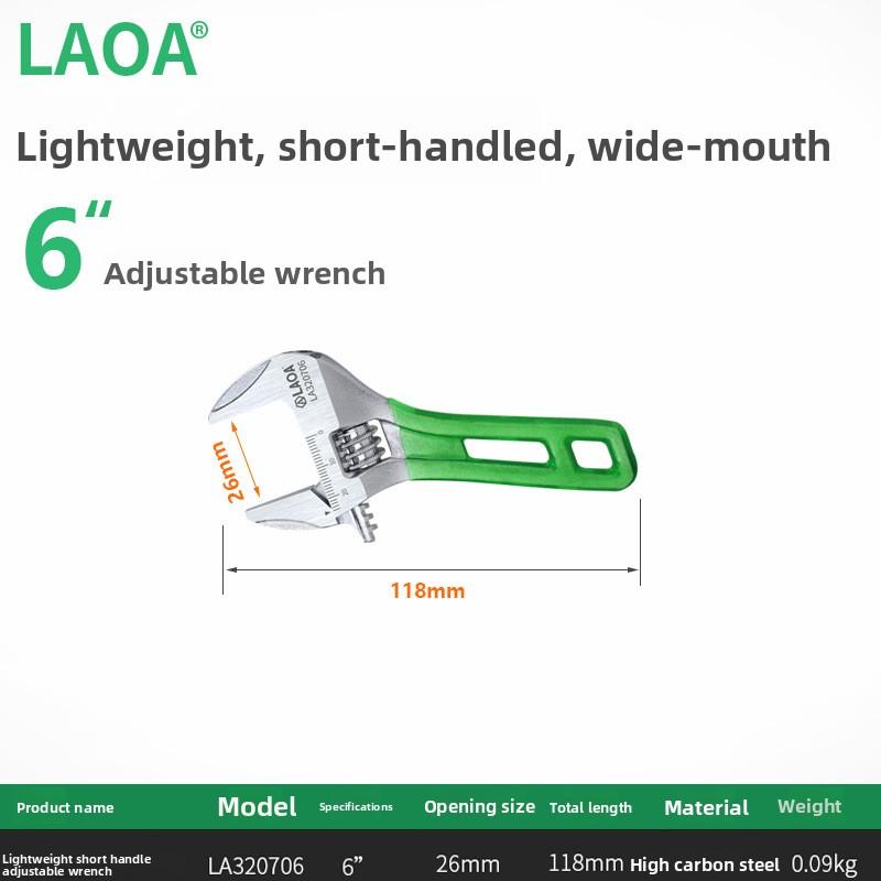 LAOA Adjustable Wrench Light weight Large Opening Short Handle Multifunctional Mini Wrenchs