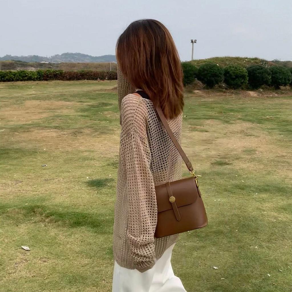 Women’s Hollow Out Knit Pullover Long Sleeve Loose Fit Lightweight Summer Sun Protection Casual Top Sweater Layer