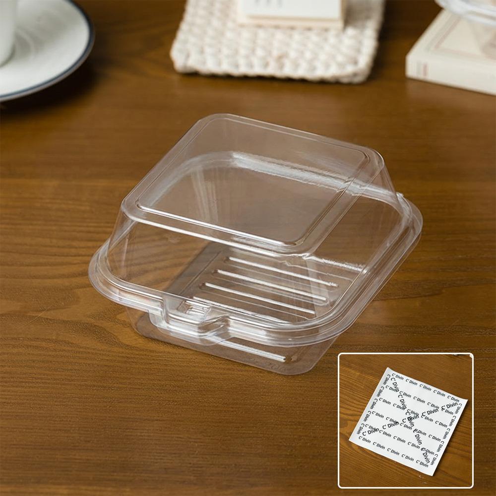 10pcs Transparent Dessert Boxes Plastic Cake Packing Containers Simple Cake Packing Box  Mousse With Oil Proof Paper