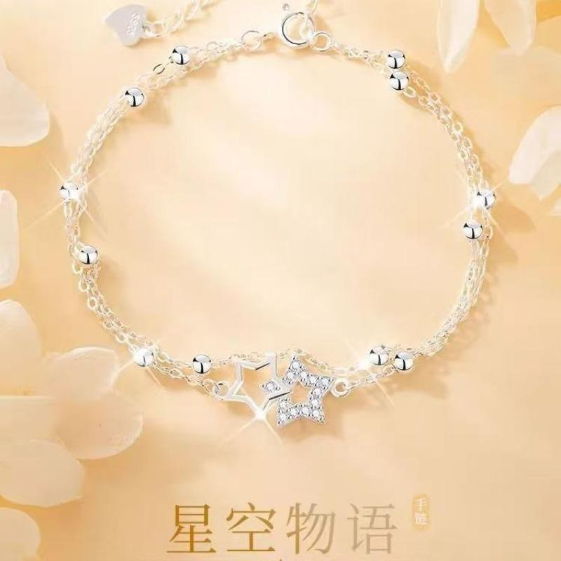 Delicate Double Star Design Light Luxury Bracelet For Women Gift For Girlfriend
