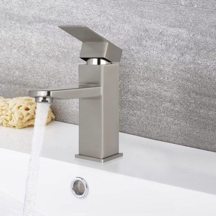 Robinet d'évier de cuisine - NETTLIFE - Modèle inox haute pression - Acier inoxydable - Bec fixe - 2 trous