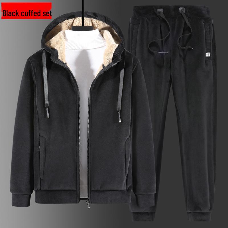 Men's Plus Size Silver Fox Fleece Hoodie & Lambswool Sweatpants Winter Set
