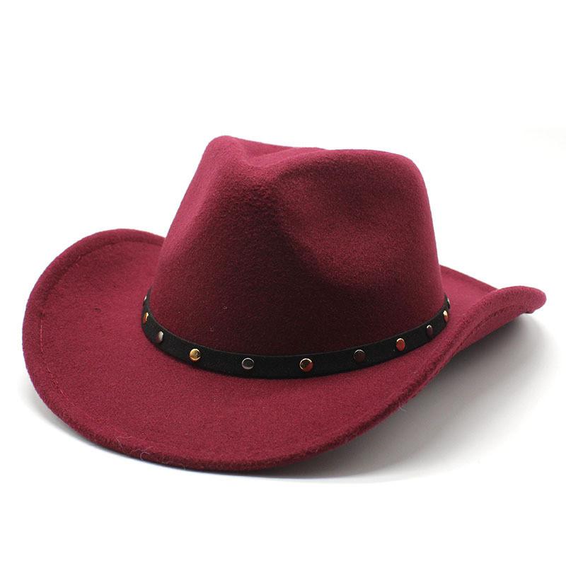Cowboy Western Hat For Men Women Wool Felt Sun Protection Winter Tea Party Accessory