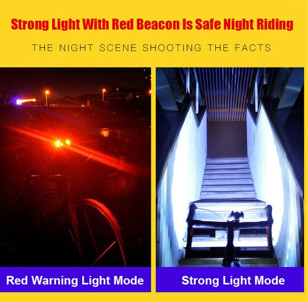 Waterproof Bike USB Super LED 4 Brightness Red Light, Charging, Bright, Headlight, Rotatable, Modes,