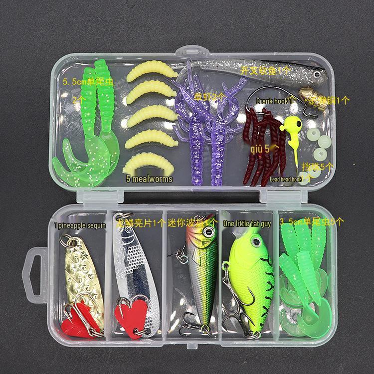 Lure Spinner & Soft Bait Thunder Frog Minnow Hook Combo Set In Box