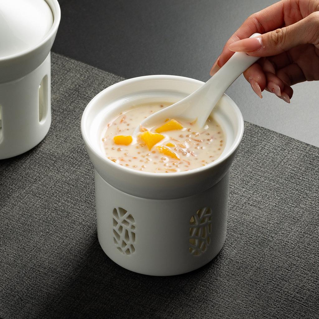 New Chinese-Style Stew Cup Restaurant Seat Soup Cup, One Person Serving, Liao Ginseng Abalone Bowl Cup, Ceramic Open Stove Candle Heating Tableware