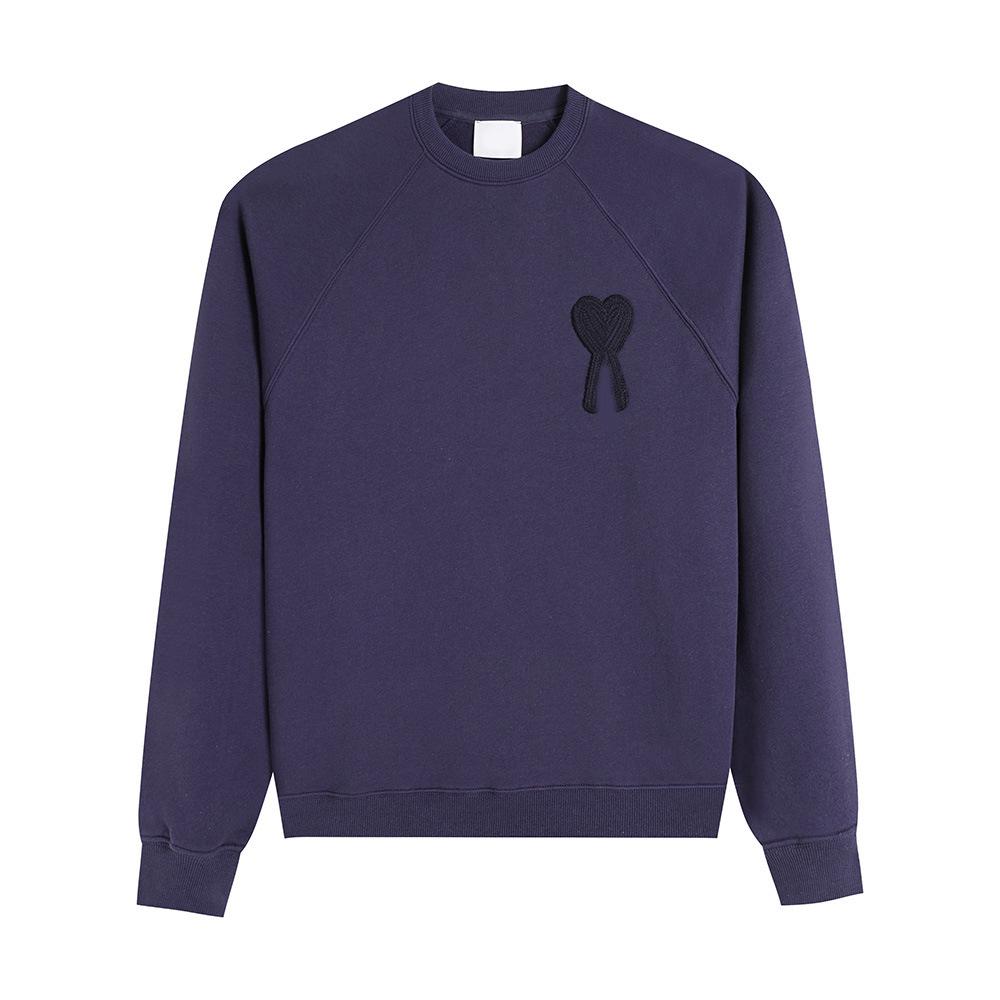 Sweat à capuche au crochet pour automne-hiver, unisexe, avec broderie en forme de cœur, manches longues, col rond.