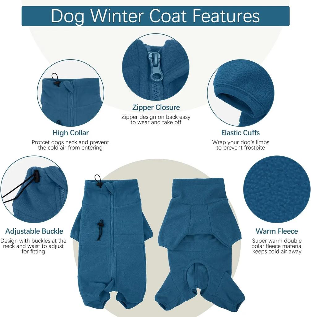 Dog Clothes Soft Fleece Pullover Pajamas For Small Medium Large Dogs Warm Thicken Jacket Pet Jumpsuit Winter Coat