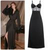 Good Morning with You: Small Size Sexy Suspenders Pajamas with Chest Pad Lace Ice Silk Nightdress Long Dress To Ankle Super Long