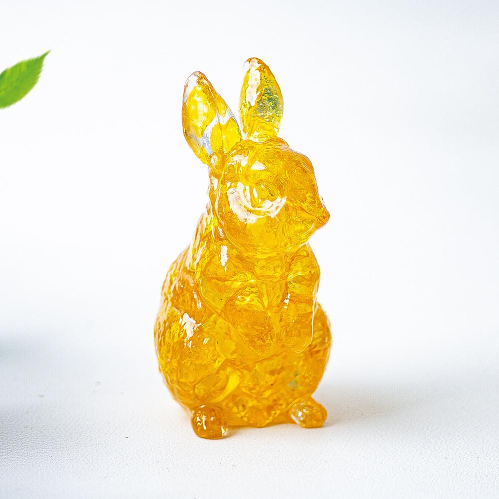 Resin Crystal Standing Bunny Decor For Home Office Gift Collectible