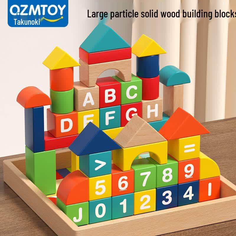QZMEDU Large Particle Wooden Building Blocks