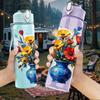 1PC Vase Bright Spring Bouquet 750ml Color Plastic Sports Water Bottle Leakproof Flip Straw Lid Suitable for Sports Office Home Use