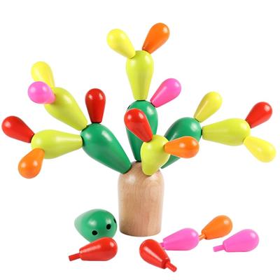 Cactus Balance Game Wooden Toy Game Montessori Educational Toy Concentration Fingertip Training Shape Recognition Early Development Creativity Boys