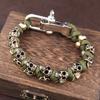 The Skull Army Paracord Bracelet Mens Vintage Skeleton Paracord Woven Bracelet Gothic Adjustable Braided Handstring Jewelry Gift
