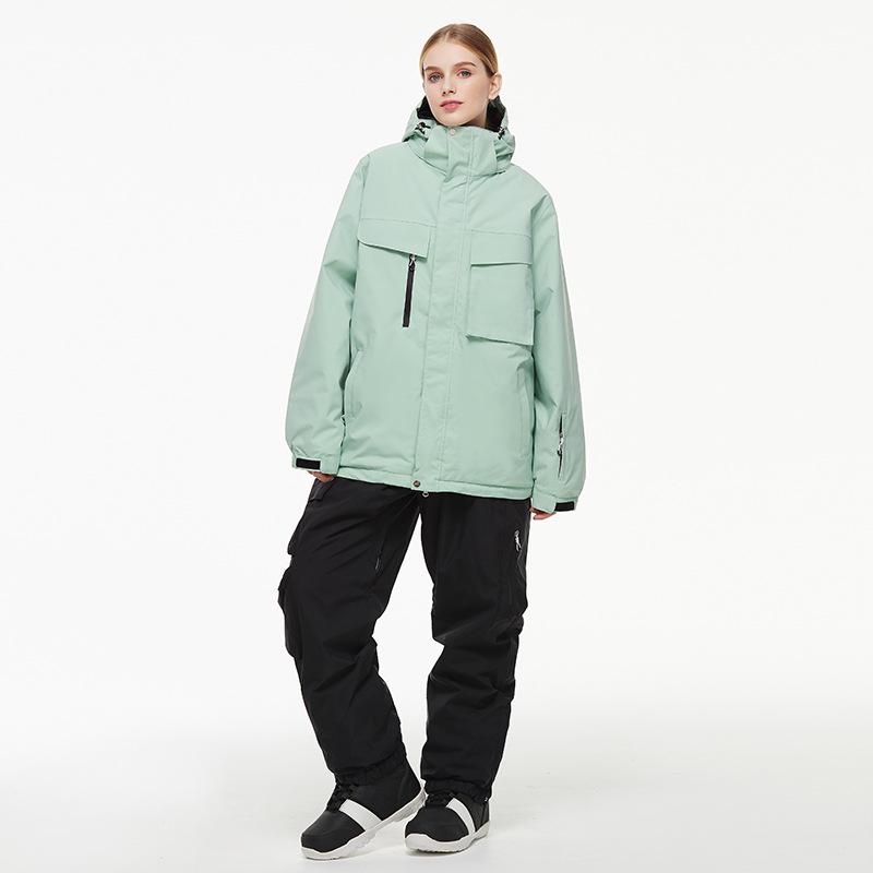Women's and Men's Waterproof Ski Jacket and Pants Set - Winter Warmth for Single/Double Board Skiing.