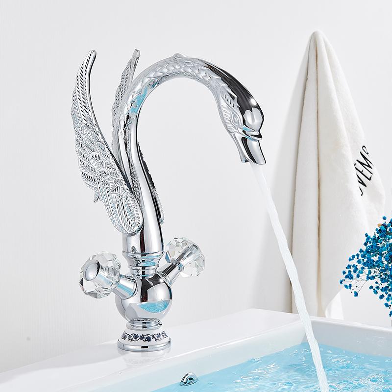 

Латунный Золотой Черный Лебедь Смеситель для Раковины Настольный Смеситель для Ванной Горячей и Холодной Воды Смеситель Кран для Ванны Кран для Раковины Краны