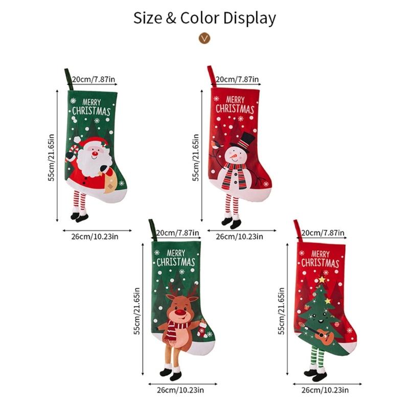 Stylish Christmas Stockings with Plush Texture for Seasonal Fireplaces Hangings Checkered Holiday Decors