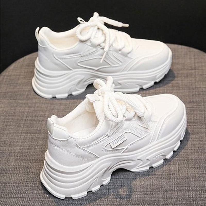 

Versatile little white shoes increase the height of casual sports shoes ins2025 spring and autumn new thick-soled dad shoes children s models 40 бежевый