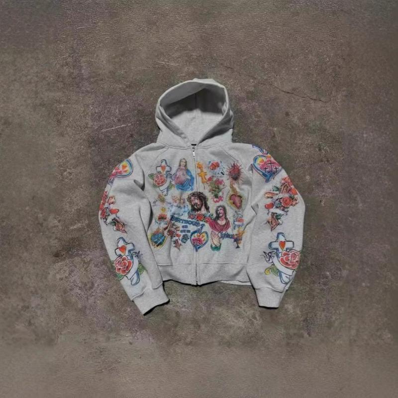 EastRogue Amerikansk Retro Gotisk Rock Bokstavtrykk Hettegenser Harajuku Løs Passform Allsidig Sportsklær Par Hettegenser