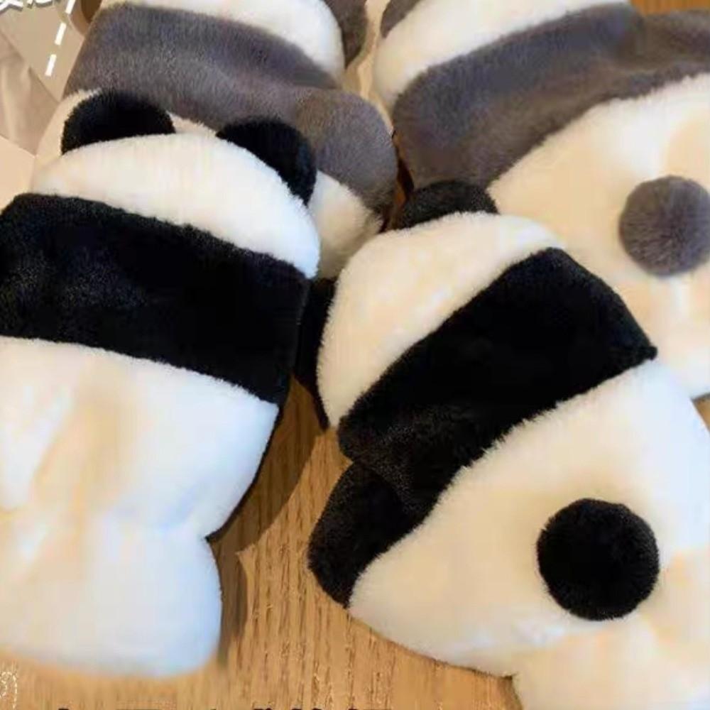 Mignons Gants Demi-Doigts Panda Dessin Animé Moufles en Peluche Nouveaux Gants Chauds Femmes