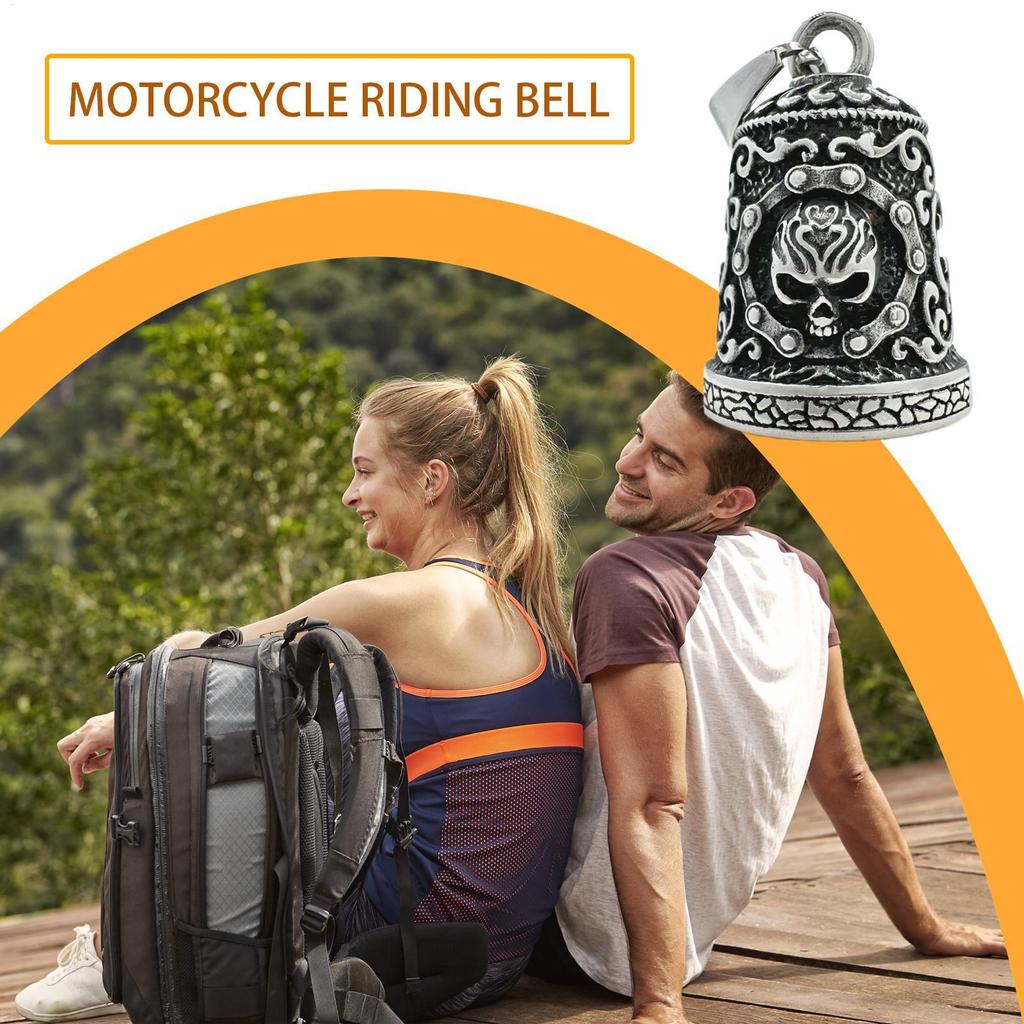 Biker Bell Rider Skull Bell Charm For Riding Vintage Handmade Biker Ornament Weatherproof Rider Key Chain For Road Trip Riding
