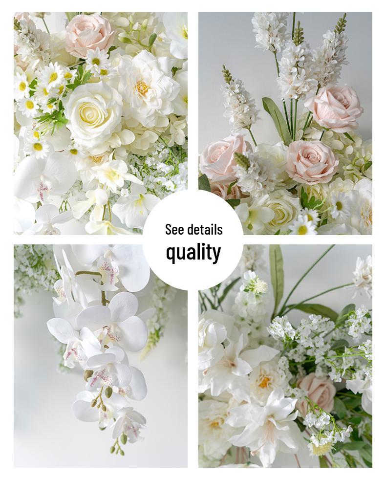 White Wedding Floral Art Wall Hanging Decoration - Artificial Flowers for Outdoor Event and Ceremony Background Arrangement
