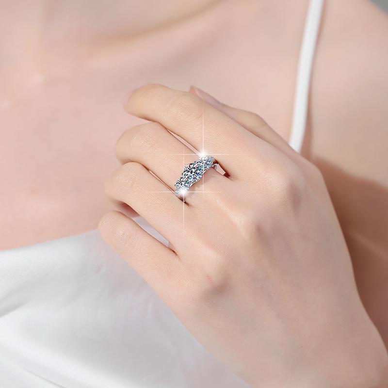Jewelry Three GRA Certified 2CT VVs1 Moissanite S925 Sterling Silver Ring Wedding Engagement for Women