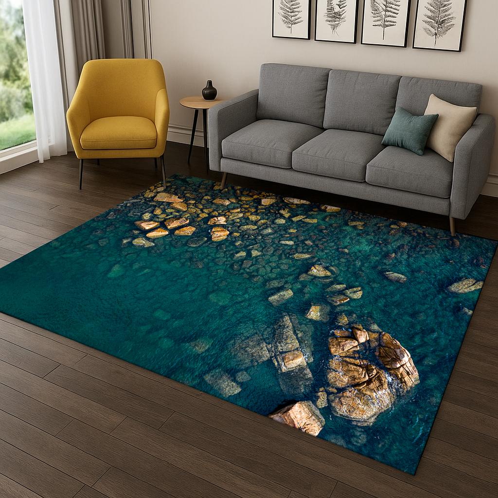 3D Ocean Waves Sea View Beach Carpet Rug for Bedroom Living Room Sofa Doormat Home Kitchen Decor,Kid Game Non-slip Floor Mat