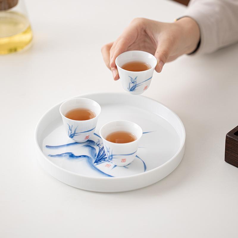 Underglaze Hand-painted White Porcelain Tea Cup Household Small Teacup Tea Bowl Cup Smell Cup Kung Fu Tea Set Master Cup