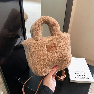 Autumn and Winter New Girl Lamb Fluff Handbag Casual Shoulder Crossbody Magnetic Buckle Fluff Bag