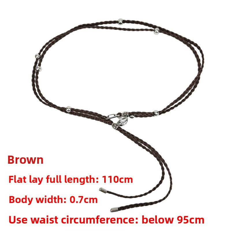 

Meier Braided beaded rope thin belt women s decoration with skirt classy body chain темно-коричневого кольору