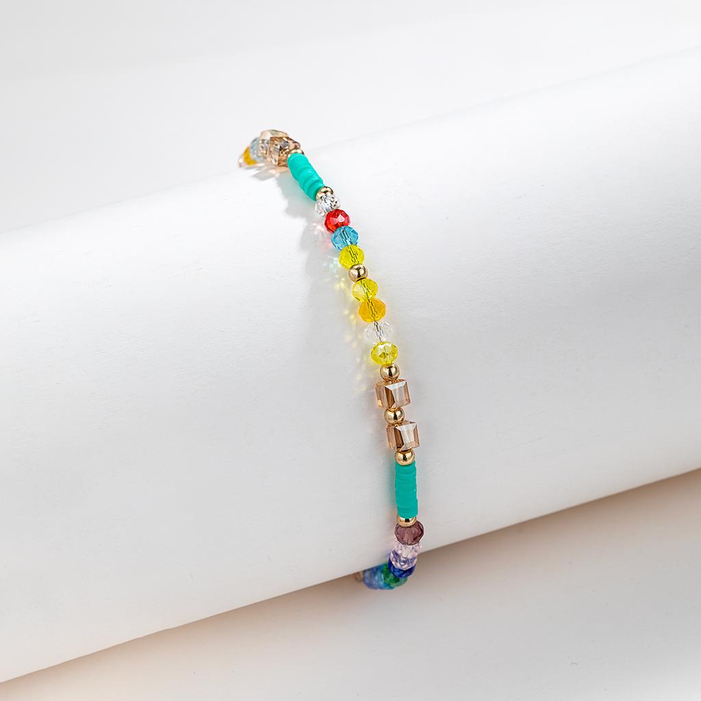 European and American simple fashion beach Bohemian style personality contrast color beaded ladies anklet