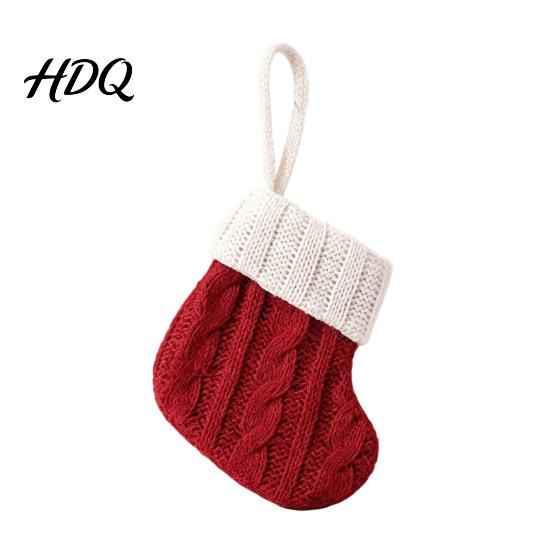 Festive Gift Packaging Accessories Christmas Tableware Holder Knitted Stockings Spoon Knife Fork Decorative Stocking Pendants Bag for Fireplace,