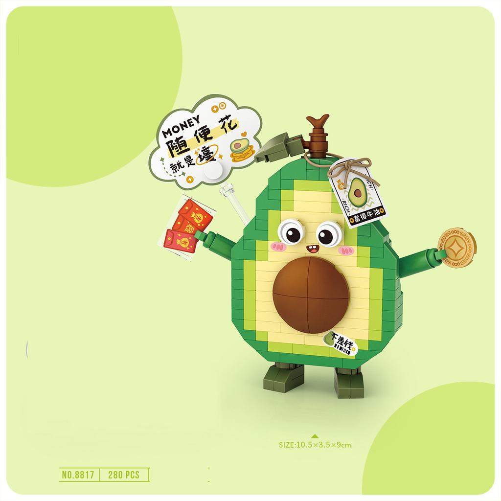 Creative Nanobrick Cartoon Fruit Micro Diamond Block Avocado Peach Orange Banana Building Brick Educational Toy For Kids Gifts