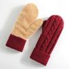 Plush Lined Winter Mittens Double Layer Thermal Mittens New Padded Fingerless Gloves  For Women