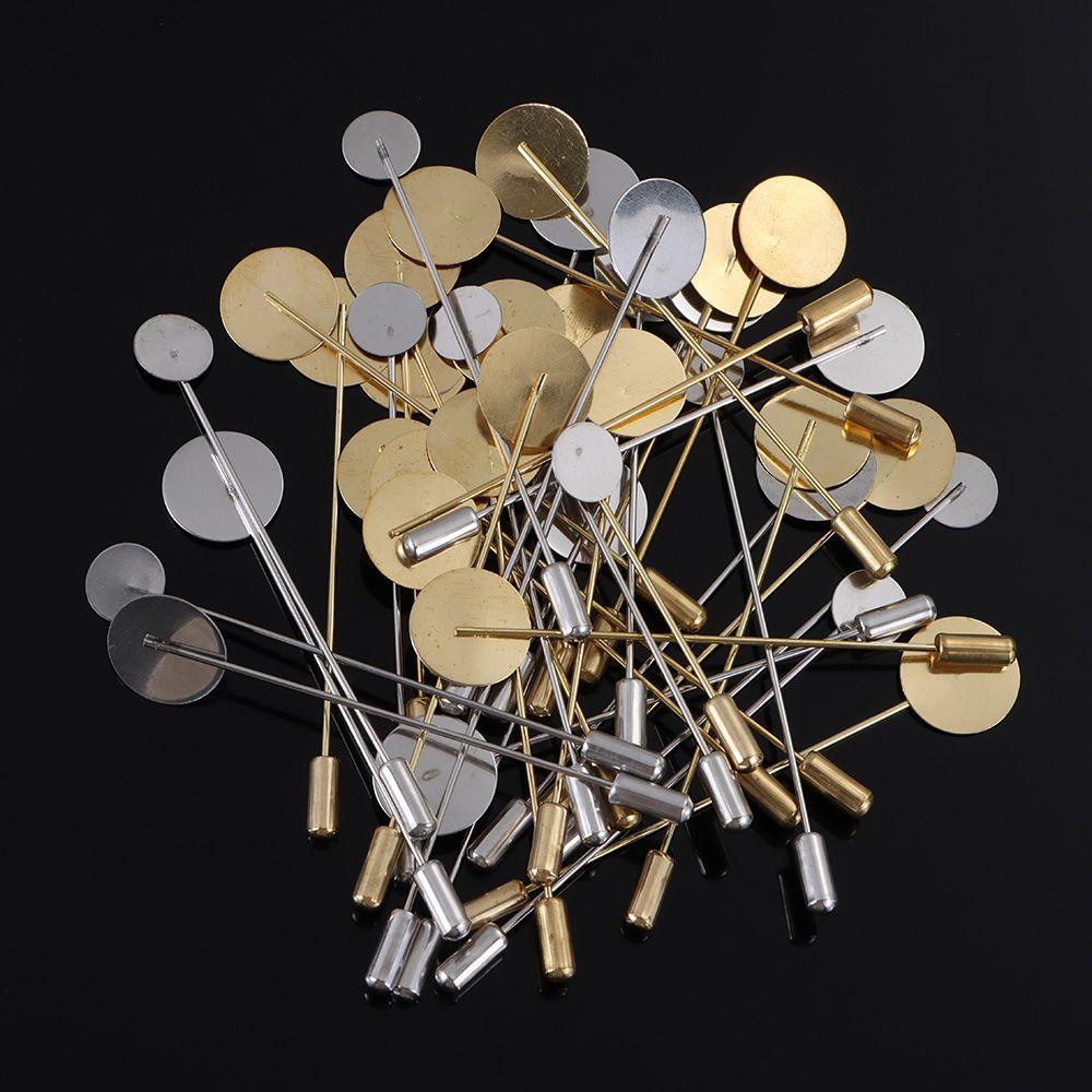 10Pcs Gold Silver Plated Simulated Pearl Alloy Copper Long Brooch Pin Lapel Dress DIY Craft Jewelry Making Brooches Accessories