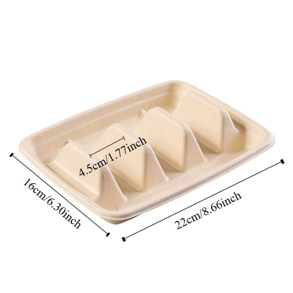 50Pcs 3 Compartments Disposable Taco Plates with Lid Taco Serving Tray Taco Holder  Restaurant