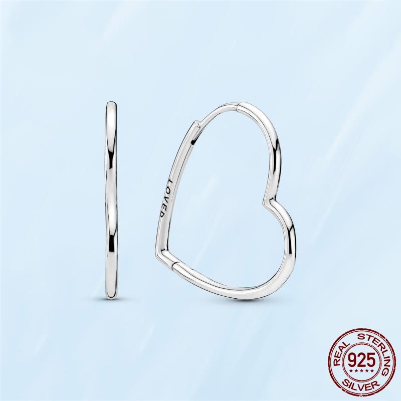 Real Original 925 Sterling Silver Daisy Flower Feather Hoop Heart Stud Earrings Fit Women Fashion Jewelry Engagement Party Gift