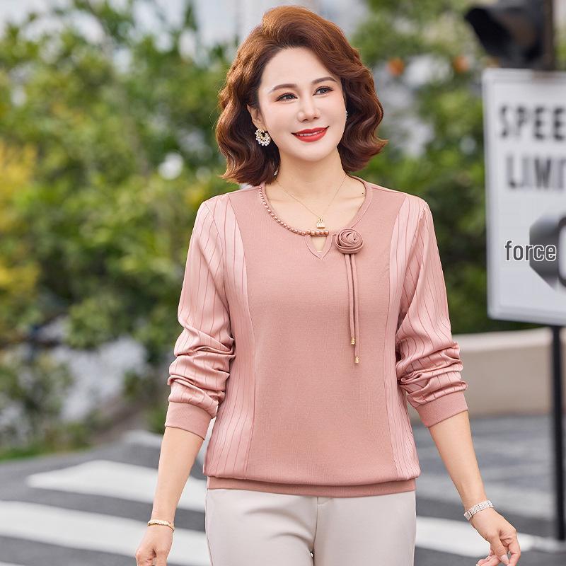 

Women s 3D Flower Beaded Round Neck Knitwear - Spring 2026 New Arrival 5XL (75-83 kg) рожевий