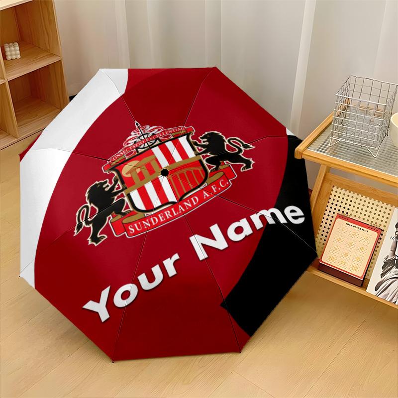 Sunderland FC Automatic 3‑Fold Umbrella 8‑Rib Windproof Folding Umbrella Sun Rain Protection For Outdoor Travel Daily Use