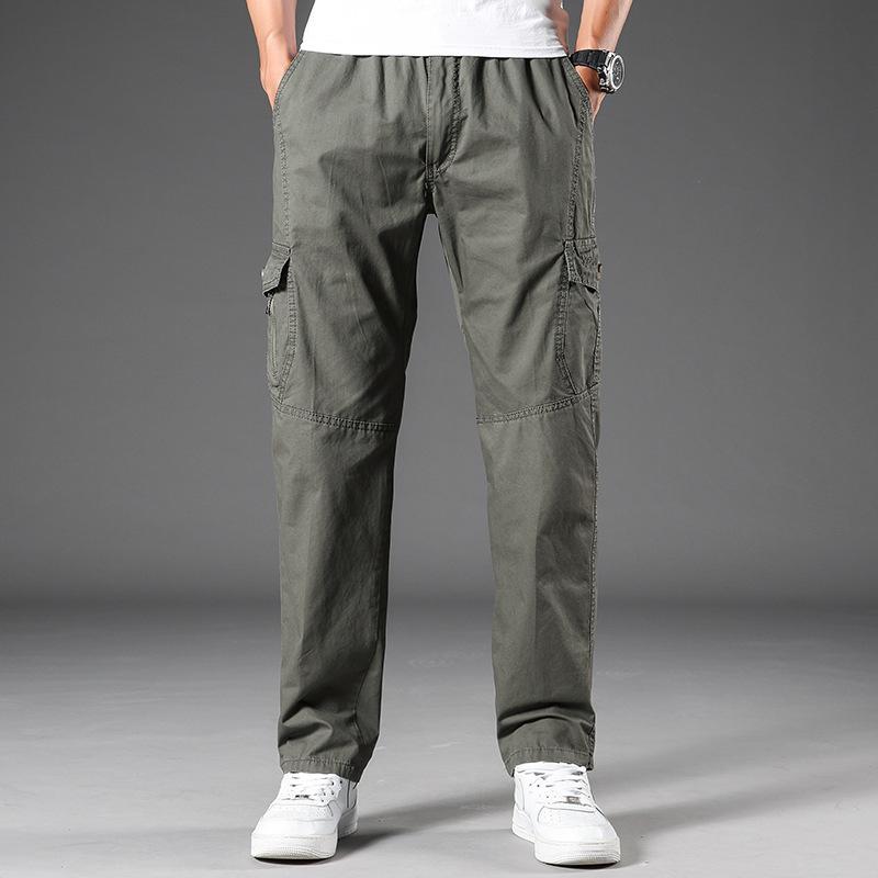 Calças multibolsos M-6XL Tooling masculinas largas plus fat calças casuais tamanho grande outono e inverno fat man velcro calças masculinas