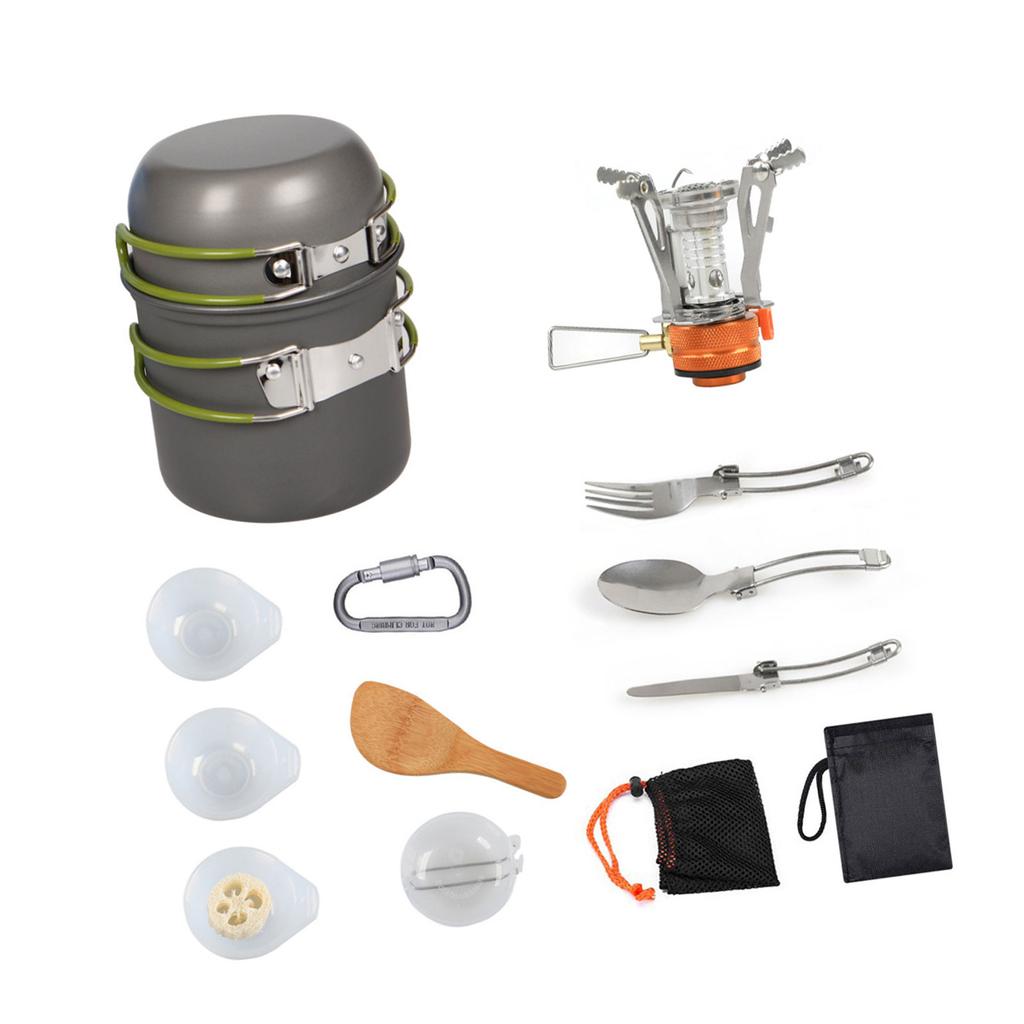 Outdoor Gas Burners Stove Tourist Pots Set Outdoor Cooking Utensils Camping Cookware Kits Folding Utensils Stove Set