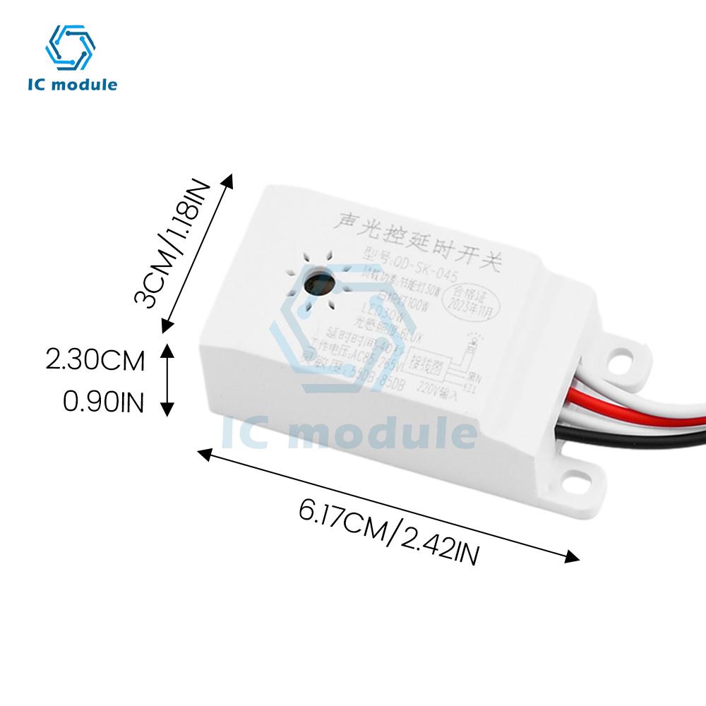 AC220V Sound Light Control Switch Automatic Voice Sensor Detector Switch Sound Light Control Delay Switch for Ceiling Light