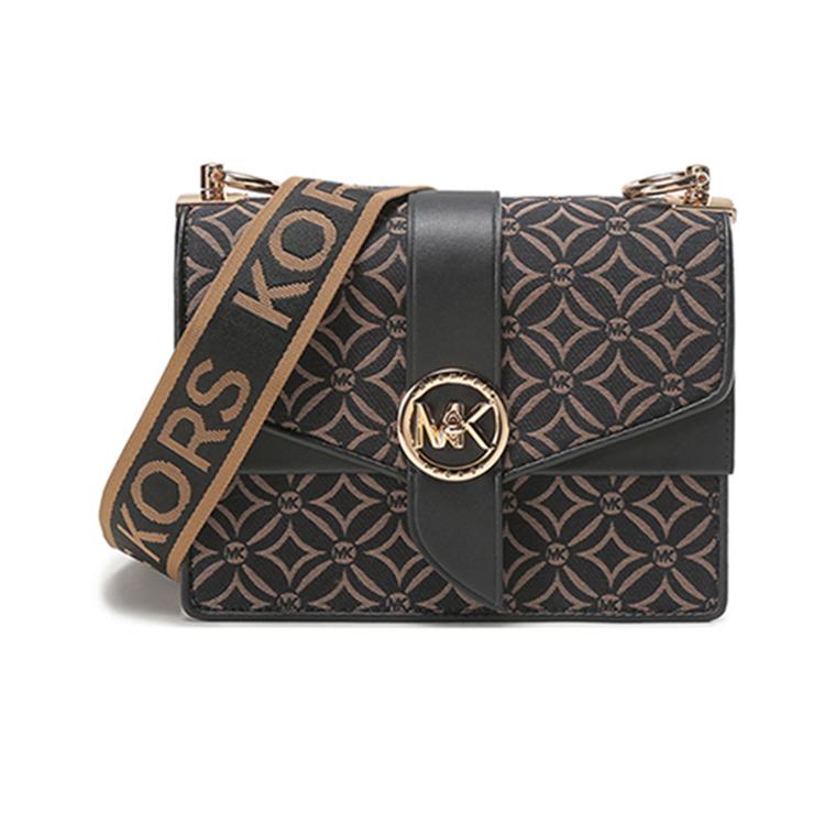 

Новая сумка кроссбоди MICHAEL KORS Greenwich из коровьей кожи, сумка-конверт, маленькая женская сумка на плечо, черно-коричневая 32F2GGRC1J-HUSK-MULTI 20.1*8.1*16.0CM