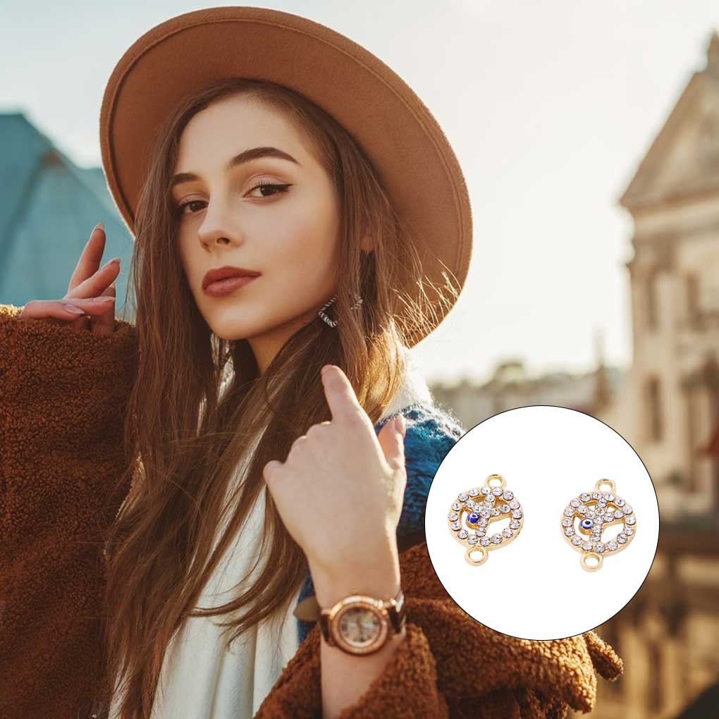 10 Pieces Eye Pendant Charm Round Handicraft Hole Connector Drop Oil Jewelry Supplies DIY Women Bracelets Accessories