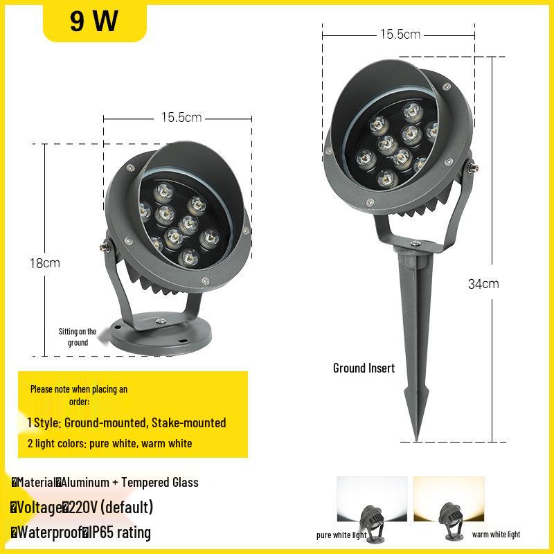 Outdoor Waterproof Tree Spotlight, Garden Floodlight, Landscape Light, Ground Plug Lawn Light